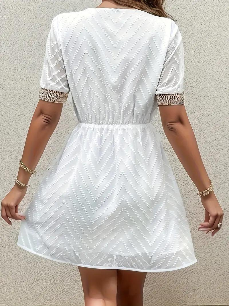 Women's White V-Neck Short Sleeve Embroidered Lightweight Dress-82469-ff58a5c2-7ba3-4cf3-af6e-4fd7806372cb