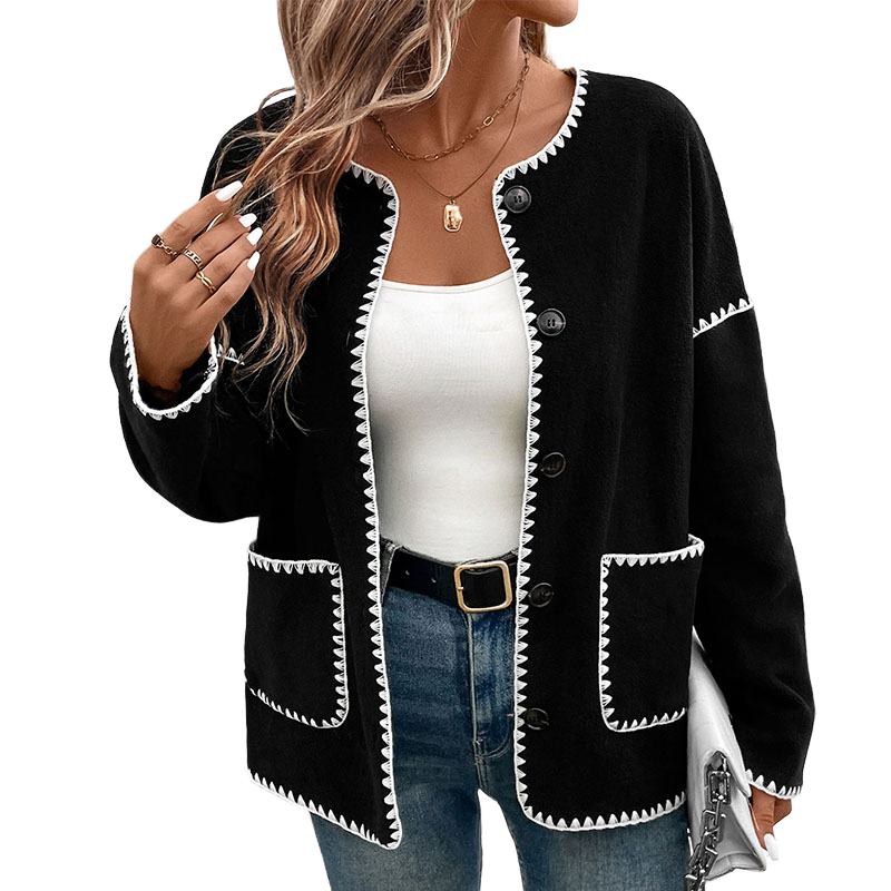 Oversized Cardigan med Kontrastsyninger
