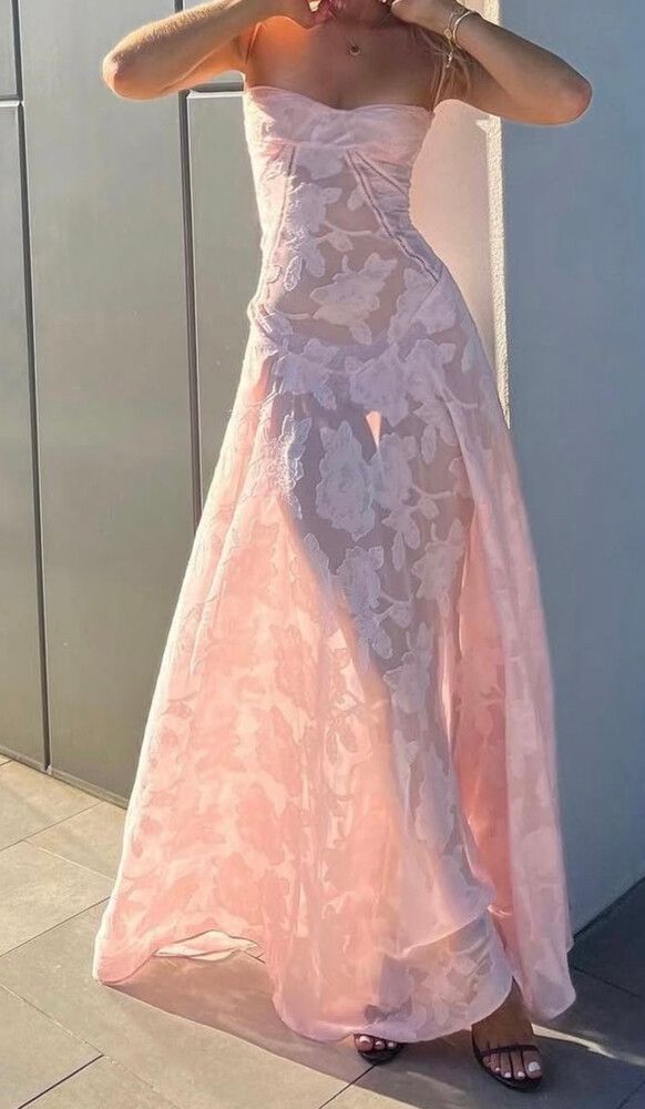 A-linje Gulvlang Kjole med Stropper